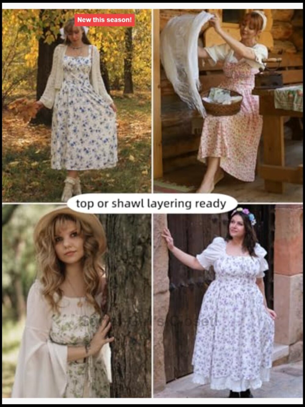 Floral Corset Midi Dress Smocked Back A-Line Summer Sundress - Picture 5 of 7